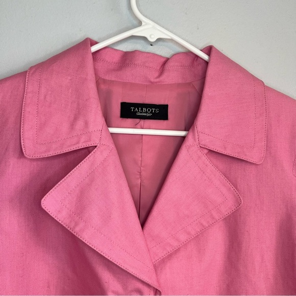 Talbots Linen Blend Blazer Barbie Pink Trapeze Style Women’s Size 14 3/4 Sleeve - Picture 5 of 14